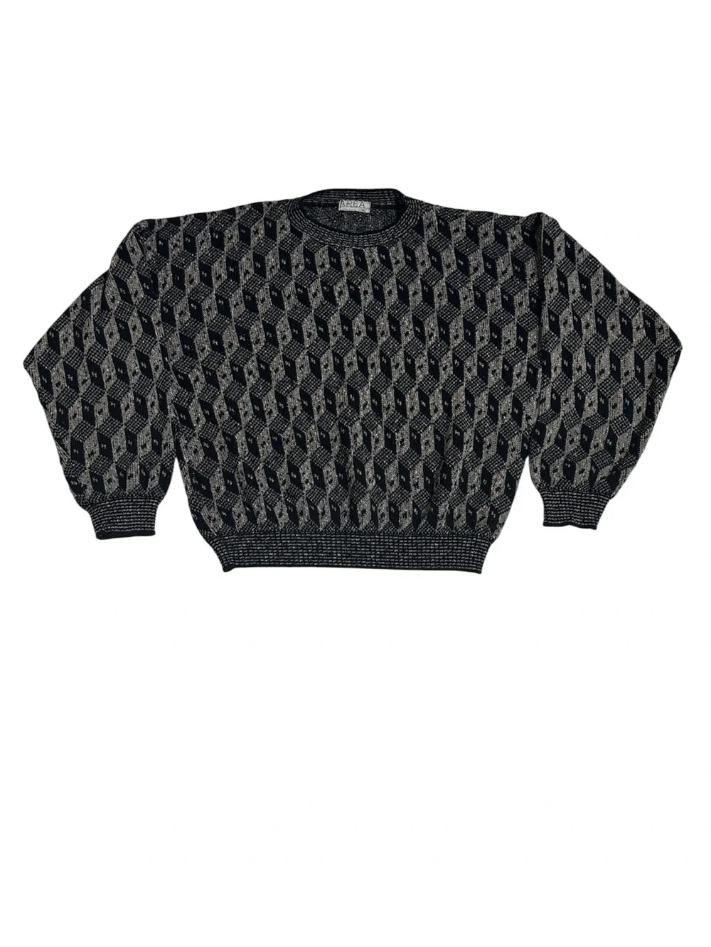 Vintage Area by Tag Mens Size L Geometric Grandpa Crewneck Sweater Made In USA